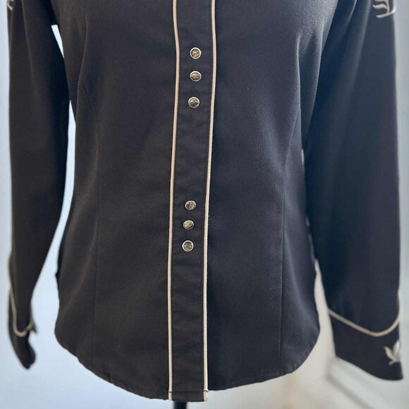 Vintage Roper Espresso Embroidered Floral Western Snap Shirt with Piping – US S - Picture 4 of 14